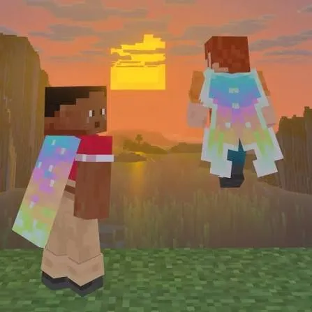 Aurora Cape w Minecrafcie na postaci i z elytrą