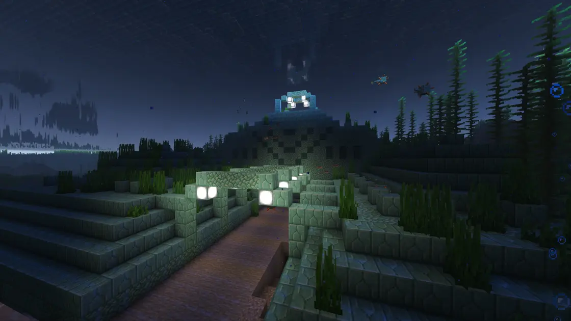 Cztery Ocean Monumenty parę bloków od siebie z Mushroom Island