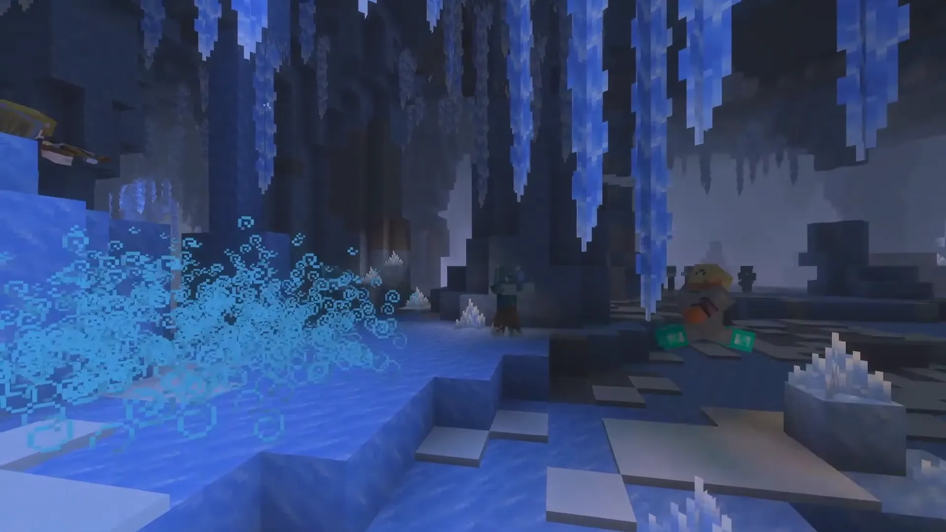 Ice Caves z Frozen Zombie, lodowymi kryształami i cząsteczkami zamrożenia, Minecraft LIVE