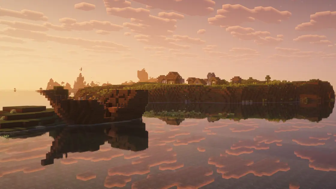 Spawn na wyspie z wioską na środku oceanu