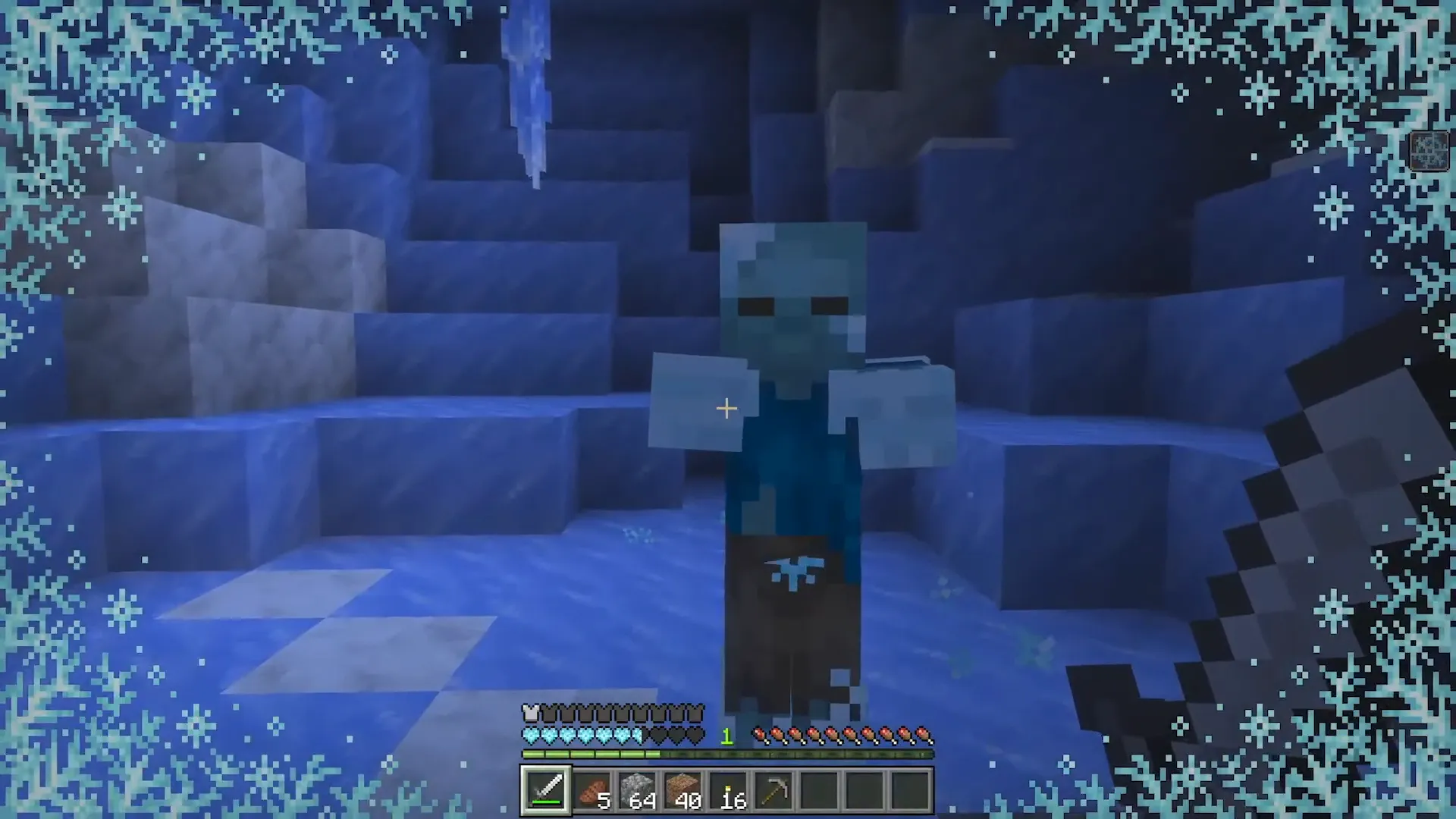 Walka z Frozen Zombie w Ice Caves z perspektywy gracza, Minecraft LIVE 2026