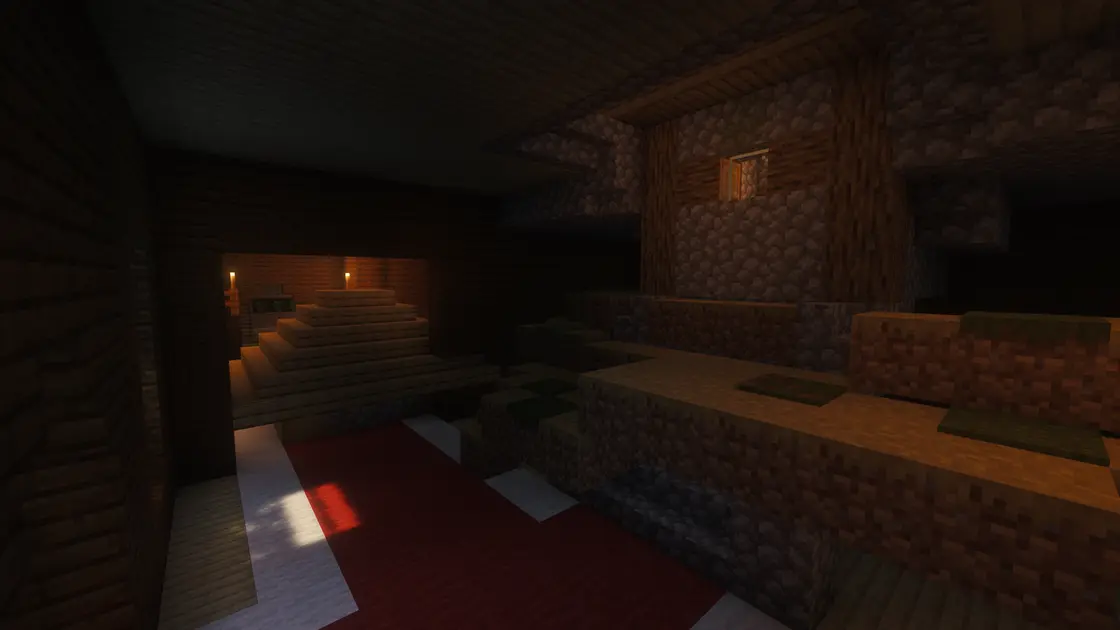 Woodland Mansion z wioską w środku tuż przy spawnie