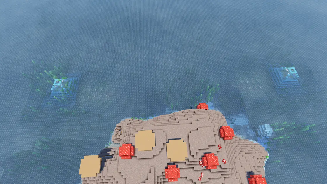 Cztery Ocean Monumenty parę bloków od siebie z Mushroom Island