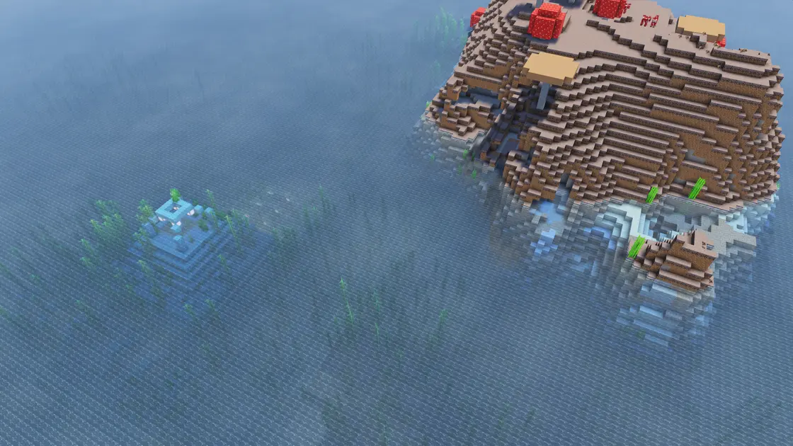 Cztery Ocean Monumenty parę bloków od siebie z Mushroom Island