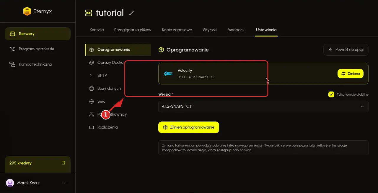 Karta Velocity na stronie Oprogramowanie